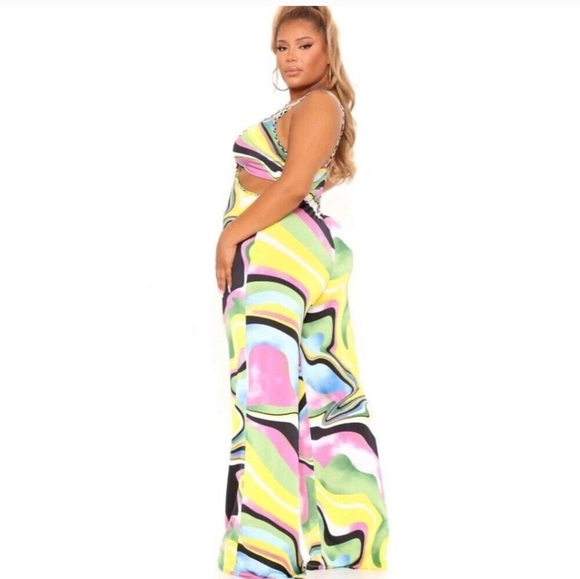 NWT FASHION NOVA 3x Multicolor Jumpsuit - Picture 6 of 6
